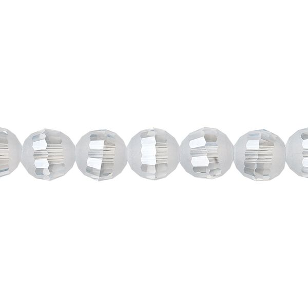 Bead 1pk 96 facets translucent smoke blue AB half-matte, Celestial Crystal® 8mm round 8 inch image number 0