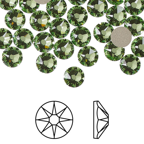 Flat back 288pk peridot foil back, Swarovski® ReCreated™ 6.32-6.5mm rose round SS30 2088 image number 0