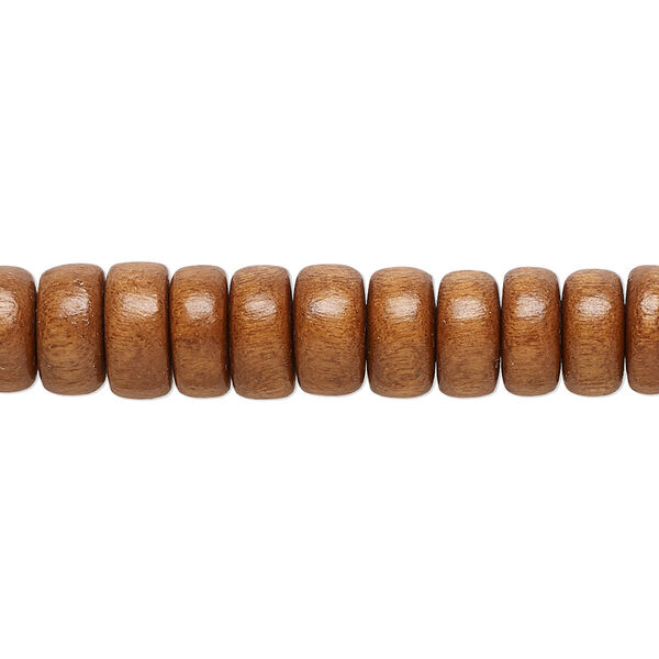 Bead, Taiwanese cheesewood (dyed / waxed), light brown, 8x4mm rondelle. Sold per pkg of (2) 15-1/2" to 16" strands. image number 0