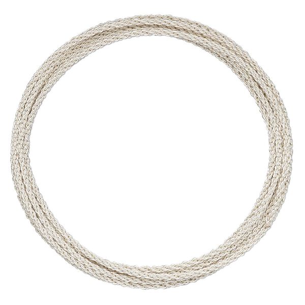 Wire, Artistic Wire® Braid™, silver-plated copper, 1.6mm braided round, 14 gauge. Sold per pkg of 5 feet. image number 0