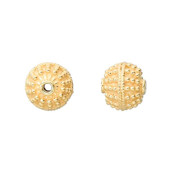Bead, "vermeil," 12mm beaded round. Sold per pkg of 2. image number 0