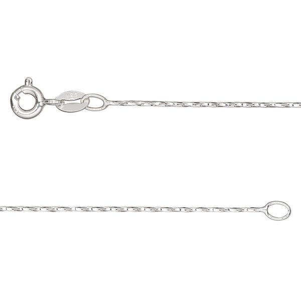 Chain, Gossamer™, sterling silver, pkg/14 inches with springring clasp, 0.5mm square cable. image number 0