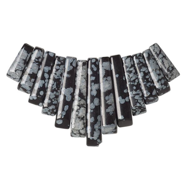 Snowflake obsidian 1pkg13, fan focal natural 26x10-mm29x12mm image number 0