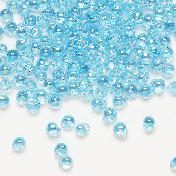 Seed bead, Miyuki, glass, pkg/250g, 4x3.4mm fringe, translucent rainbow light blue (DP-260). image number 0