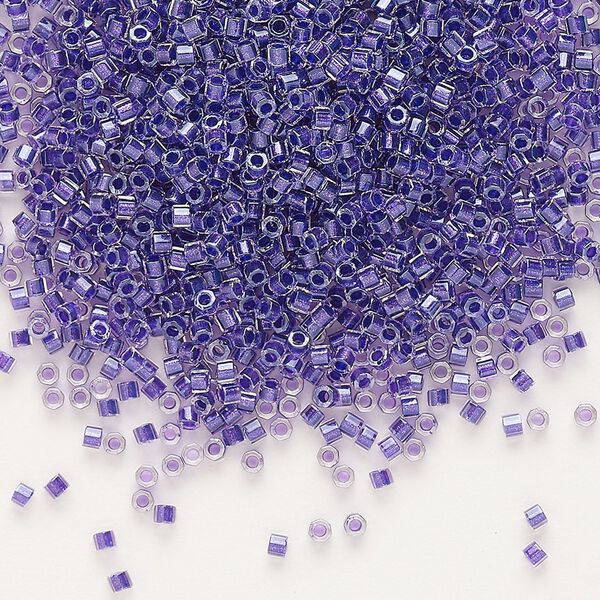 Seed bead, Delica®, glass, pkg/250g, #11 cut, translucent purple-lined luster crystal clear (DBC-0906). image number 0
