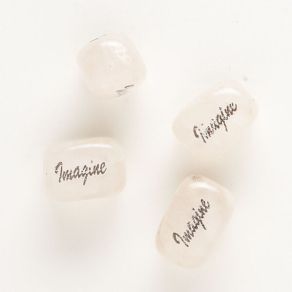 Rose quartz / enamel 1pkg4, double-sided "Imagine" square tube bead 18x13mm image number 0