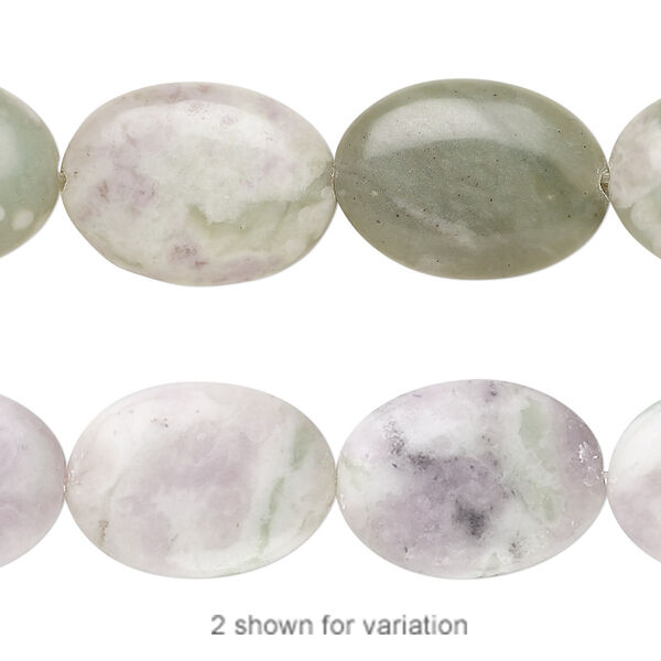 Peace "jade" 1pkg1, flat oval bead natural 15.5-16 inch 18x13mm image number 0