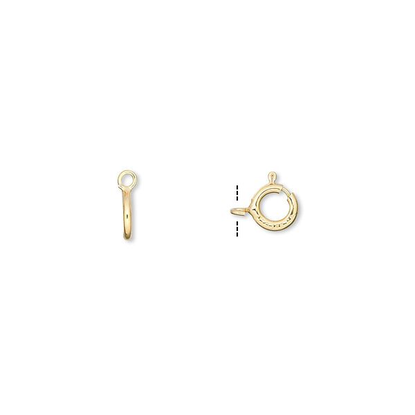 Clasp, springring, 14Kt gold-filled, 5mm with open loop. Sold per pkg of 10. image number 0