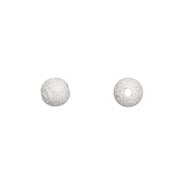 Bead, sterling silver, 7mm stardust round. Sold per pkg of 2. image number 0
