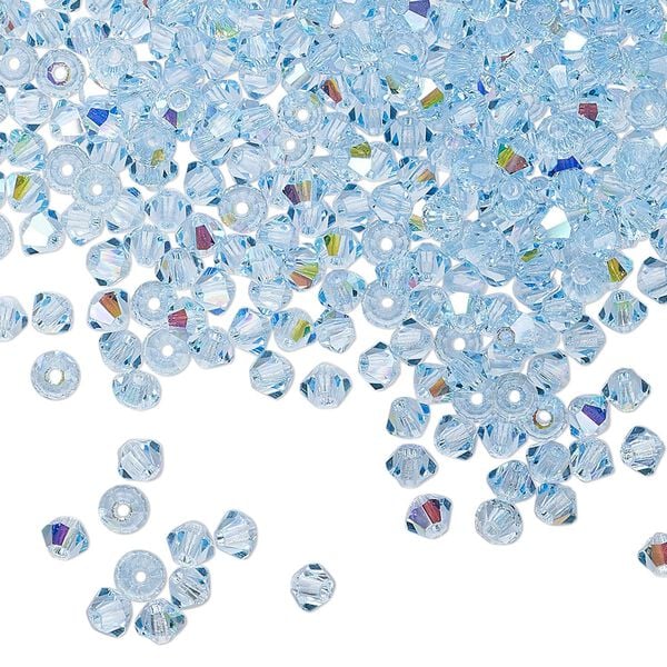 Bead 48pk aquamarine AB, Preciosa Czech crystal 3mm bicone image number 0