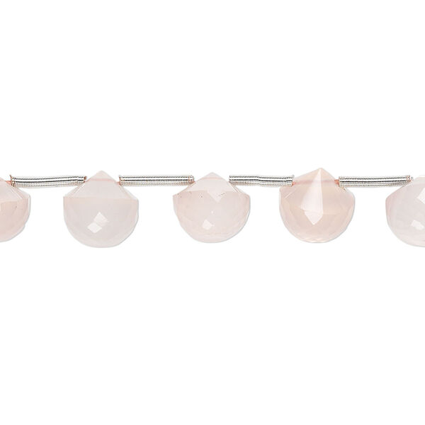 Bead, rose quartz (natural), 7x7mm-8x8mm hand-cut top-drilled faceted teardrop, B+ grade, Mohs hardness 7. Sold per pkg of 5 beads. image number 0