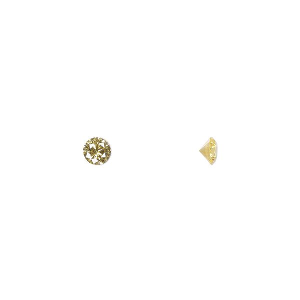 Gem, cubic zirconia, topaz gold, 3.5mm faceted round, Mohs hardness 8-1/2. Sold per pkg of 5. image number 0