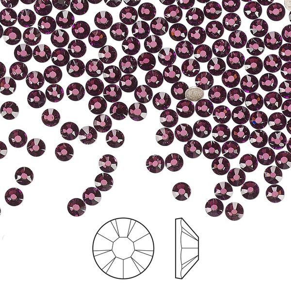 Flat back 1440pk amethyst foil back, Preciosa MAXIMA Czech crystal hotfix rhinestone 2.7-2.9mm chaton rose round SS10 image number 0