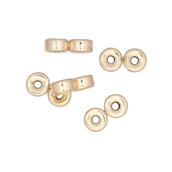 Spacer bar, 14Kt gold-filled, 12x6mm 2-strand double-sided rondelle. Sold per pkg of 5. image number 0