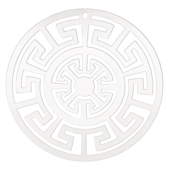 Focal, Lazer Lace™, stainless steel, 42mm single-sided domed round with Aztec design. Sold per pkg of 2. image number 0