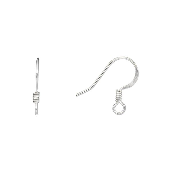 Ear wire fishhook 1pkg10, 15mm / 3mm coil / open loop, 21 gauge silver-finished stainless steel / brass 5 pair image number 0