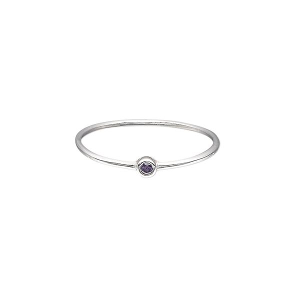 Ring, Create Compliments®, cubic zirconia and sterling silver, amethyst purple, 3mm wide, size 9. Sold individually. image number 0