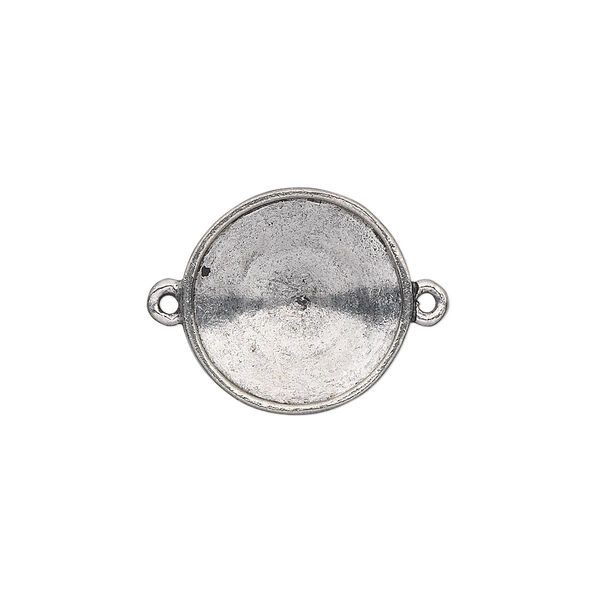 Link, Almost Instant Jewelry®, antiqued pewter (tin-based alloy), 18mm round with 16mm rivoli setting. Sold individually. image number 0