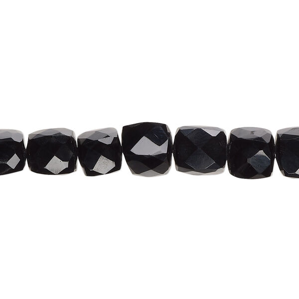 Black onyx 1pkg1, hand-cut faceted cube bead 10 inch 7-8mm image number 0