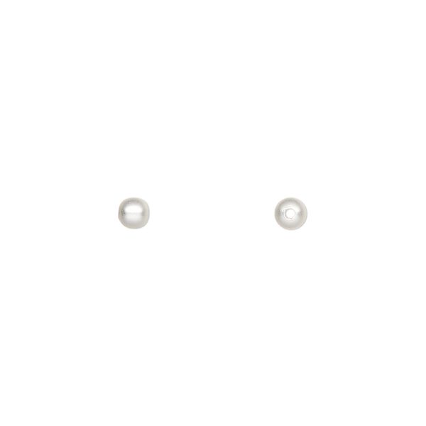 Bead, silver-plated brass with satin finish, 3mm round. Sold per pkg of 10. image number 0