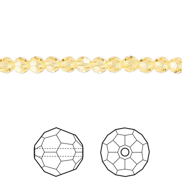 Bead 12pk light topaz, Crystal Passions® 4mm round 5000 image number 0