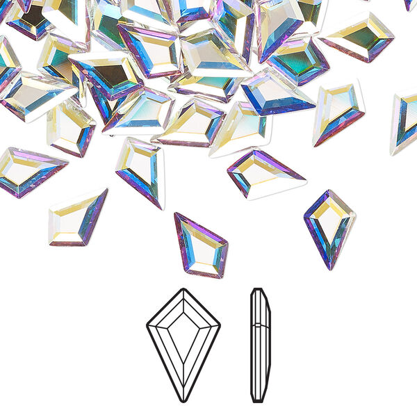 Flat back 24pk crystal AB foil back, Crystal Passions® 8.6x5.6mm kite 2771 image number 0