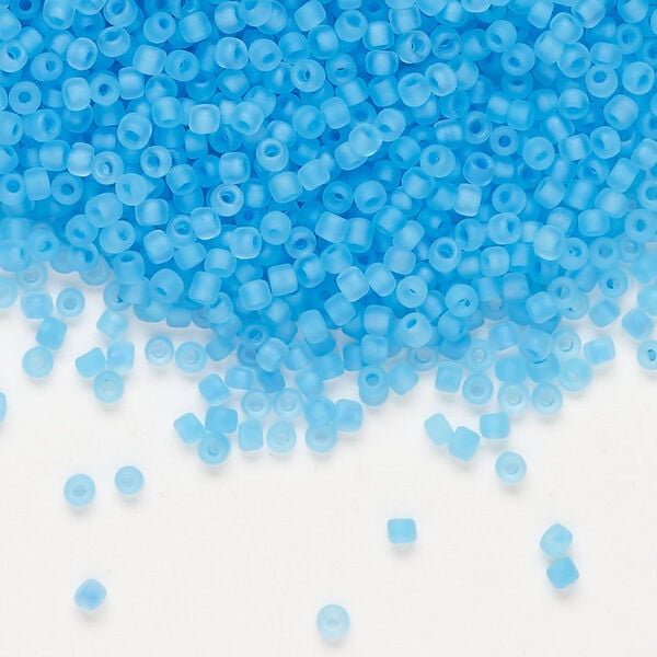 Glass Dyna-Mites™ seed bead 1pkg1, #11 round translucent inside dyed color matte sky blue (244MA 11/0 RR) 1/2kg image number 0