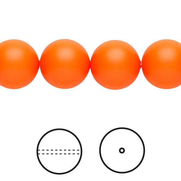 Pearl 10pk neon orange, Crystal Passions® 12mm round 5810 image number 0