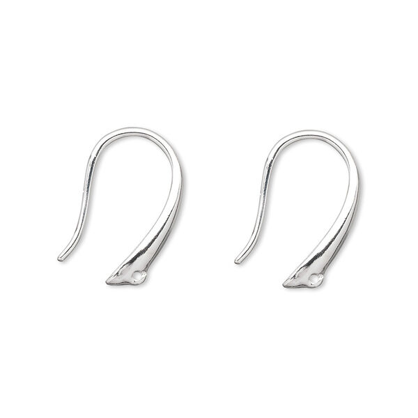 Ear wire, silver-plated brass, 17mm fancy fishhook with closed loop, 20 gauge. Sold per pkg of 5 pairs. image number 0