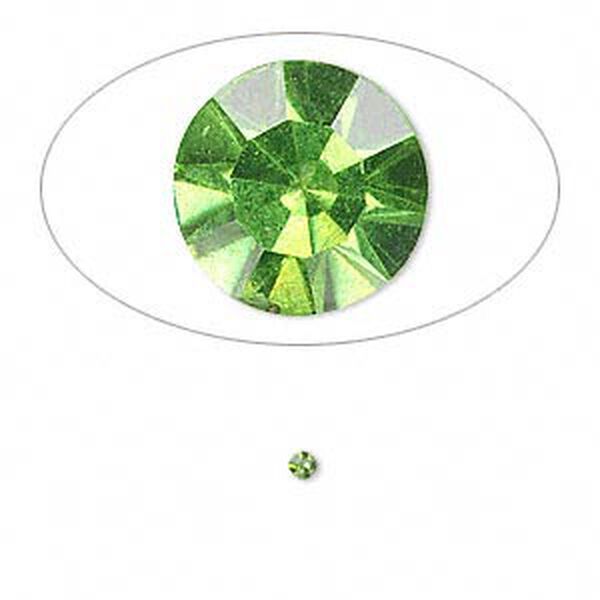 Chaton, glass rhinestone, olivine, foil back, 2.0-2.1mm faceted round, PP14. Sold per pkg of 72. image number 0