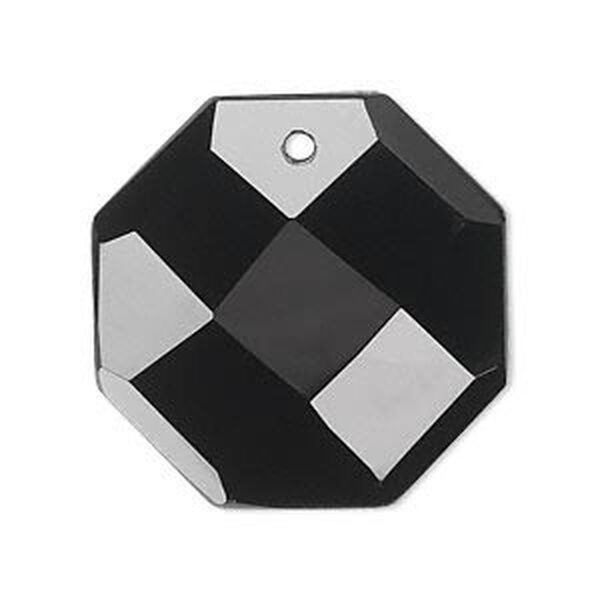 Black onyx 1pkg2, top-drilled faceted octagon focal 30mm image number 0