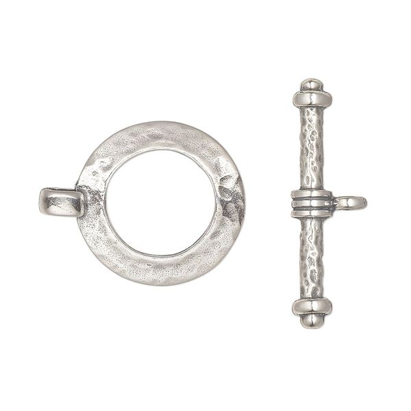 Clasp, toggle, antiqued sterling silver, 18mm round. Sold individually. image number 0