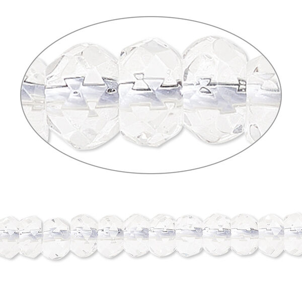 Quartz crystal 1pkg1, faceted rondelle bead natural 8 inch 6x4mm image number 0