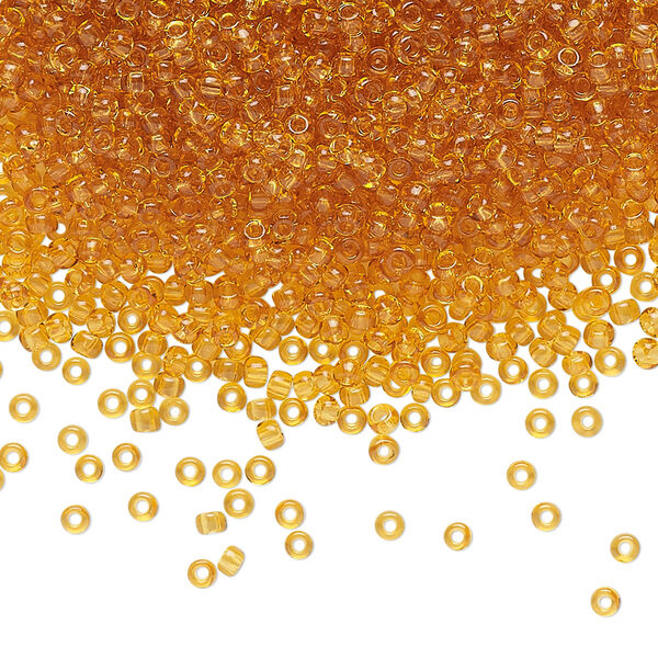 Seed bead, Preciosa Ornela Czech glass, pkg/50g, #11 rocaille, transparent topaz, (10050). image number 0