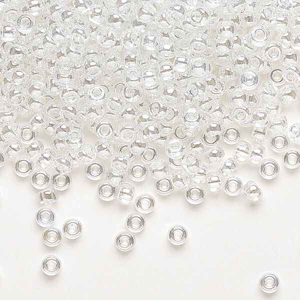 Seed bead, Miyuki, glass, pkg/250g, #8 rocaille, translucent luster crystal clear, (RR-160). image number 0