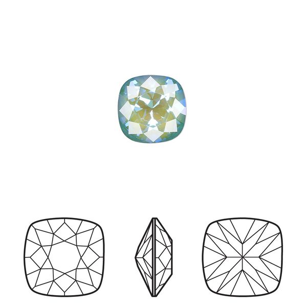 Fancy stone 2pk crystal silky sage DeLite, Crystal Passions® 10mm cushion 4470 image number 0