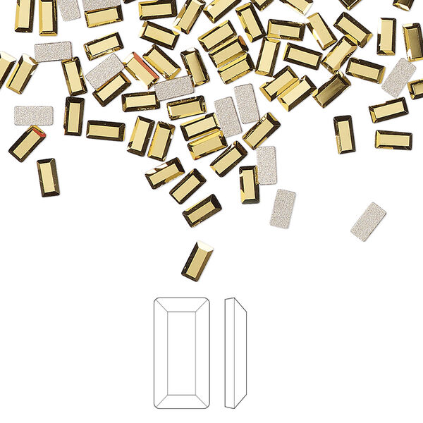 Flat back 1440pk crystal aurum foil back, Preciosa MAXIMA Czech crystal rhinestone 4x2mm baguette image number 0