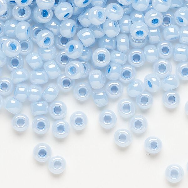 Seed bead, Miyuki, glass, pkg/250g, #6 rocaille, opaque luster sky blue (RR-523). image number 0