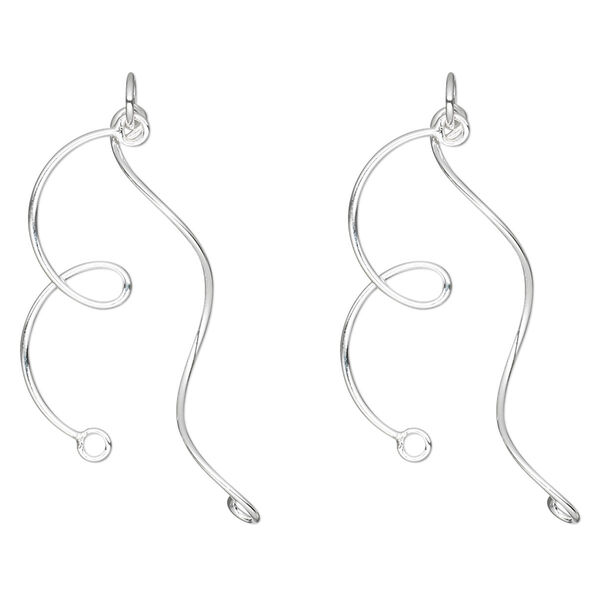 Drop, sterling silver, 25mm knot and wave with 2 loops. Sold per pkg of 2. image number 0