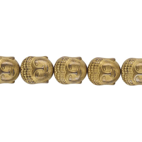 Hemalyke™ 1pkg1, matte electroplated Buddha head bead 15.5-16 inch 10x9mm image number 0