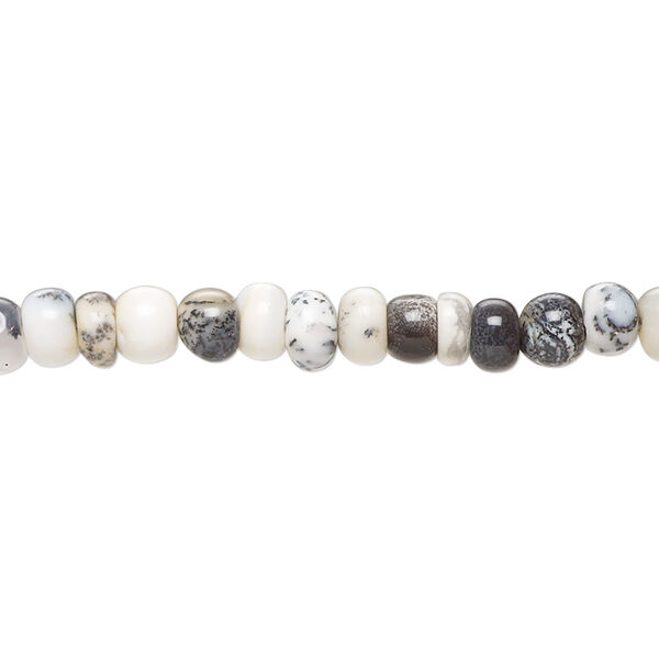 Dendritic opal 1pkg1, hand-cut rondelle bead natural B grade, 8 inch 5x2mm-6x4mm image number 0