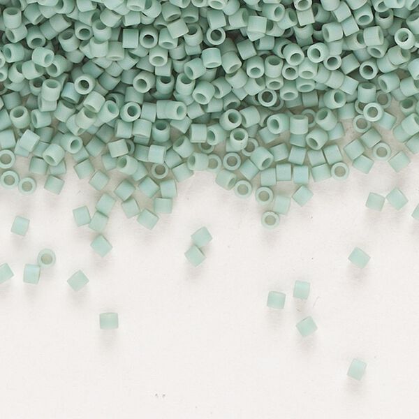 Seed bead, Delica®, glass, pkg/7.5g, #15 round, opaque matte luster seafoam (DBS-0374). image number 0