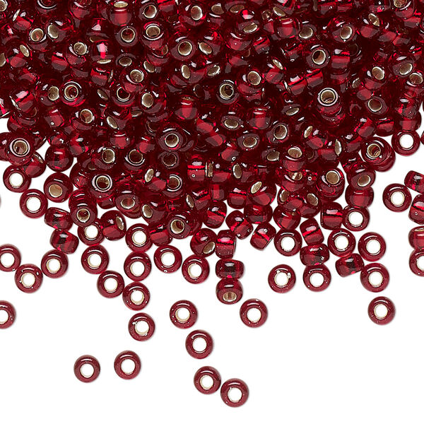 Seed bead, Miyuki, glass, pkg/50g, #8 rocaille, opaque silver-lined dark cranberry, (RR-11D). image number 0