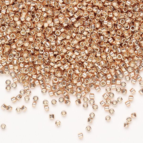 Seed bead, Miyuki Delica®, glass, pkg/7.5g, #11 round, Duracoat® opaque galvanized rose gold. image number 0