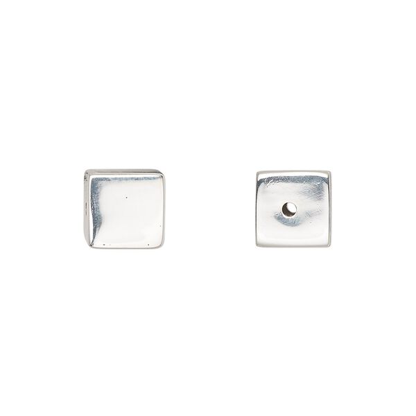 Bead, sterling silver, 8mm smooth cube. Sold individually. image number 0