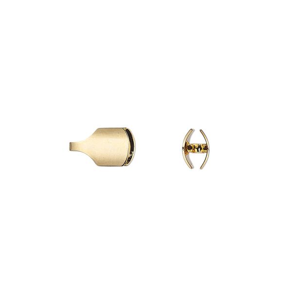 Cord end, glue-in, gold-finished brass, 10x6mm with 5.5x3.5mm inside diameter. Sold per pkg of 6. image number 0