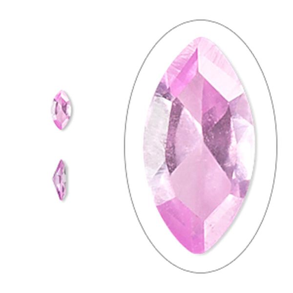Gem, cubic zirconia, sapphire rose, 6x3mm faceted marquise, Mohs hardness 8-1/2. Sold per pkg of 5. image number 0