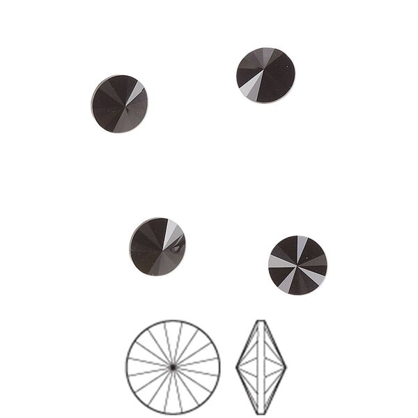 Chaton 12pk jet, Preciosa MAXIMA Czech crystal rhinestone 6.14-6.32mm rivoli SS29 image number 0