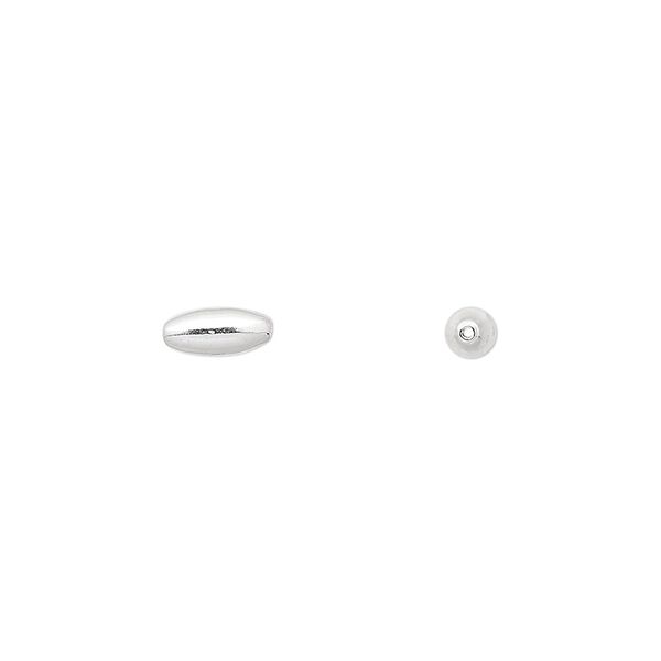 Bead, silver-plated brass, 8x3mm oval. Sold per pkg of 100. image number 0