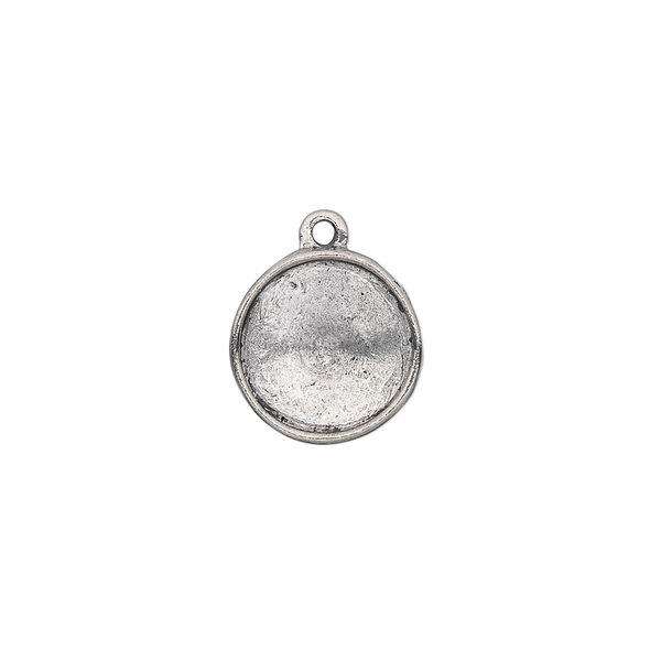 Drop, Almost Instant Jewelry®, antiqued pewter (tin-based alloy), 14mm round with 12mm rivoli setting. Sold individually. image number 0